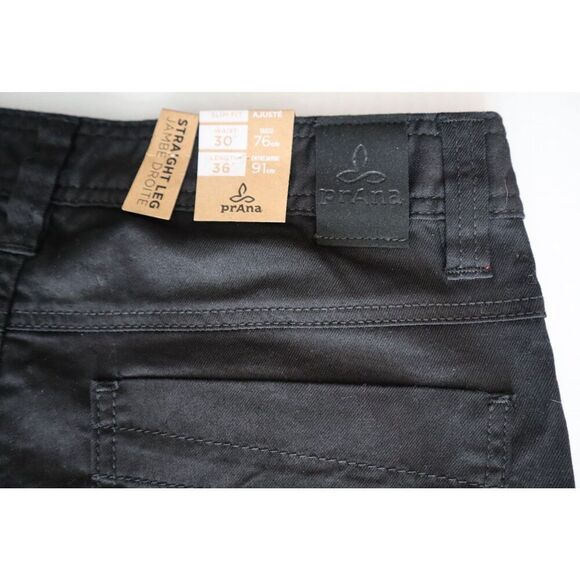 PrAna Men's Sz 30x36 Black Out Bridger Slim Fit Straight Leg Denim Jeans - Picture 8 of 11